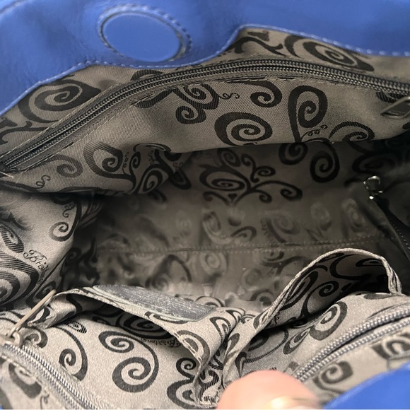 Brighton Renault Python & Blue Patent Leather Purse E837912 Hobo Shoulder Bag - Picture 11 of 14